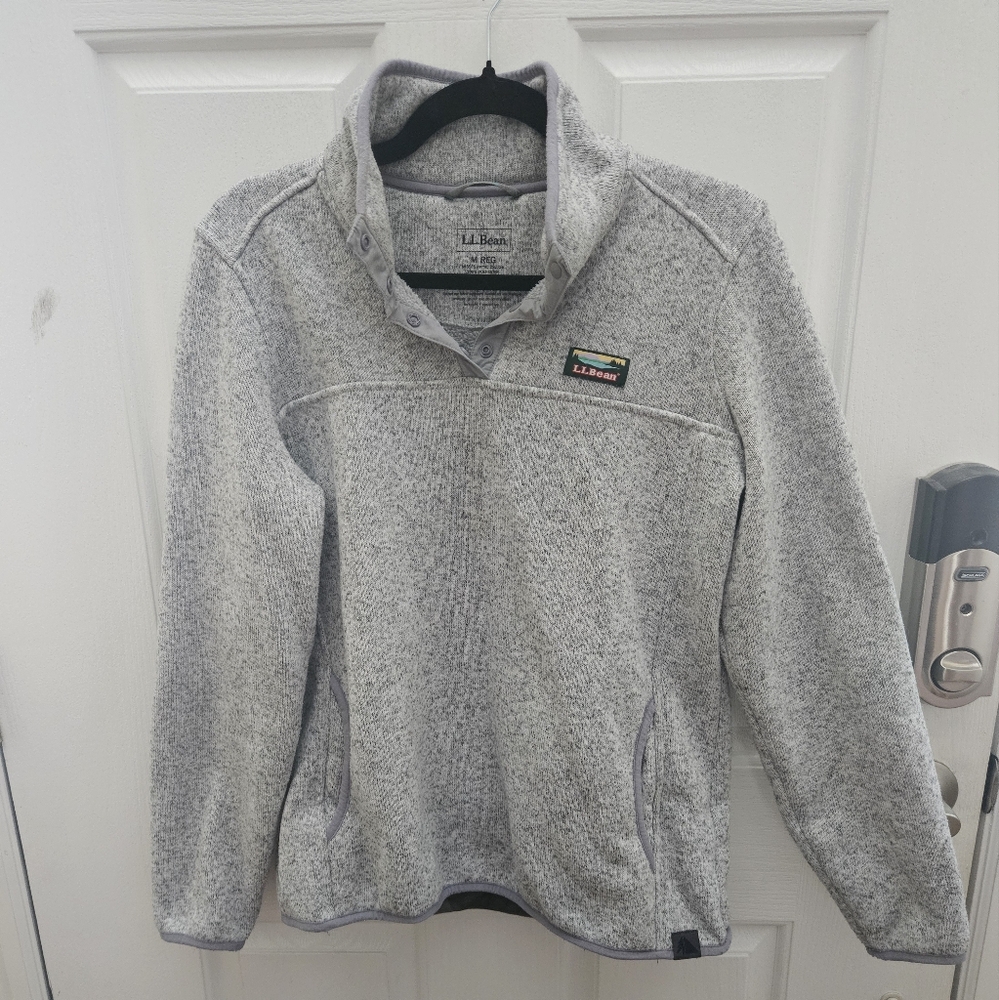L.L. Bean Heather Gray Snap Fleece